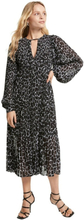 Black Michael Kors Black and Hvit Animal Print Gerogette Plissed Dress Dresses