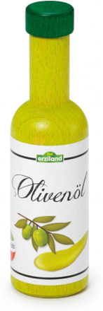 Flaska med olivolja i trä