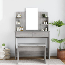 vidaXL Sminkbord med spegel grå sonoma 96x40x142 cm