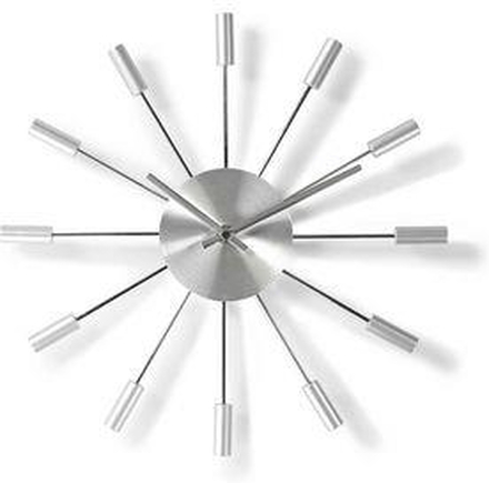 Nedis Väggklocka | Diameter: 340 mm | Metall | Silver