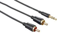 HAMA Kabel Audio 3.5mm-2xRCA Flexislim Guld Svart 1.5m