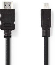 Nedis High Speed --HDMI - kabel med Ethernet | HDMI- Kontakt | HDMI- Micro kontakt | 4K@30Hz | 10.2 Gbps | 2.00 m | Rund | PVC | Svart | Kuvert