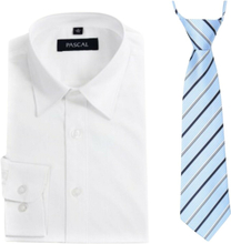 Hvit skjorte med slips blå
