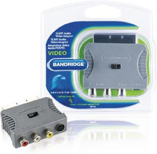 Bandridge SCART-Adapter SCART hane - S-Video, hona + 3x RCA, hona Grå
