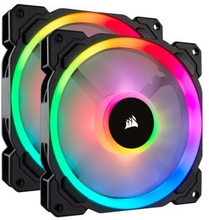 Corsair LL Series, LL140 RGB, 140mm Dual Light Loop RGB LED PWM Fan, 2 Pack