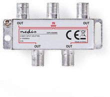Nedis CATV Splitter | 5 - 1000 MHz | inkopplingsförlust: 8.0 dB | Antal utgångar: 4 | 75 Ohm | Zinc Alloy