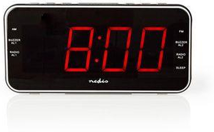 Nedis Digital klockradio | LED Display | 1x 3.5 mm Audio Input | AM / FM | Snooze-funktion | Sov timer | Antal alarm: 2 | Svart