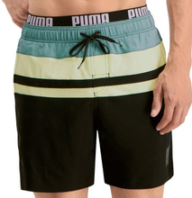 Puma Badbyxor Heritage Stripe Mid Swim Shorts Svart/Grön polyester Small Herr