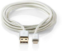 Nedis Lightning Kabel | USB 2.0 | Apple Lightning, 8-stifts | USB-A Hane | 480 Mbps | Guldplaterad | 2.00 m | Rund | Flätad / Nylon | Aluminium | Kartong med täckt fönster