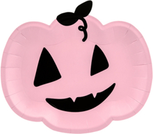 6 stk Rosa Gresskar Papptallerkener 25x22 cm - Pink Halloween