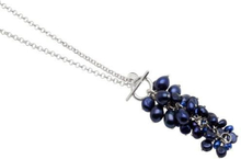 Pearls for Girls halsband med blå pärlor klase, längd 85 cm