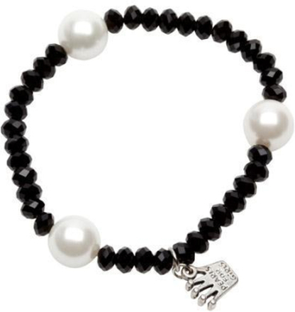 Pearls for Girls. Armband med svarta och vita pärlor