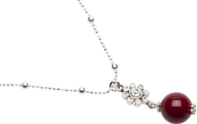 Pearls for Girls. Halsband silverpläterat med röd kula, längd 45 cm