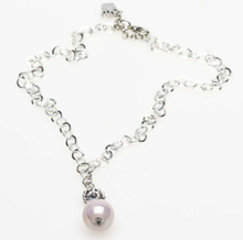Pearls for Girls. Silverpläterad kedja med rosa pärla, längd 45 cm