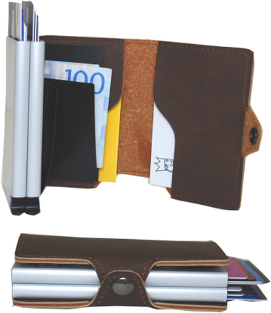 Plånbok med dubbla korthållare Safecard Konstläder Mörkbrun