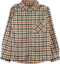 Rutig flanellskjorta i vitt/rostrött/blått (Storlek: 4 år - 104 cm)