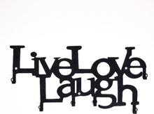 Appendiabiti da parete Live Love Laugh in metallo nero design moderno