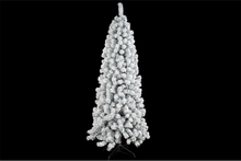 Albero di Natale innevato slim STELVIO 150 cm con 412 rami e base in metallo