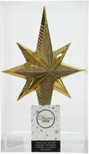 Kunststof glitter ster piek/kerstboom topper goud 25,5 cm