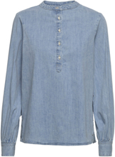 Dnm Henley Shirt Fyn Ls Tops Blouses Long-sleeved Blue Tommy Hilfiger