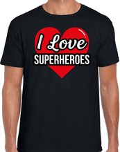 I love superheroes / superhelden verkleed t-shirt zwart voor heren - Outfit verkleed feest