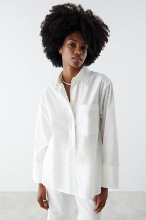 Gina Tricot - Gizem poplin shirt - skjortor - White - XL - Female