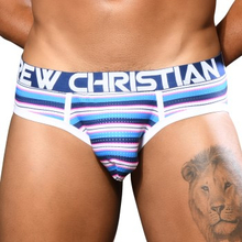 Andrew Christian Almost Naked Newport Mesh Brief Blåstripete polyamid Small Herre