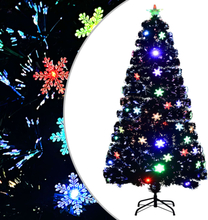 vidaXL Albero Natale con Fiocchi di Neve a LED Nero 120cm Fibra Ottica