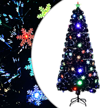 vidaXL Albero Natale con Fiocchi di Neve a LED Nero 180cm Fibra Ottica
