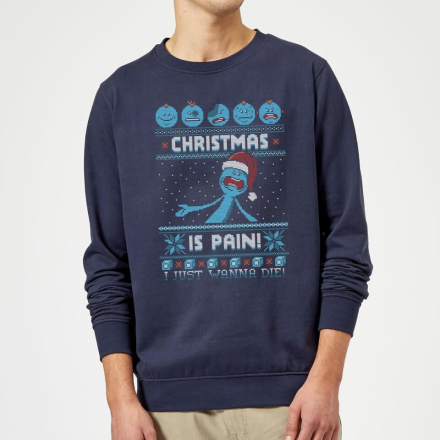 Rick and Morty Mr Meeseeks Pain Weihnachtspullover – Navy - L