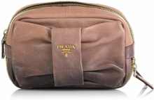 Pink Prada Bow Leather Clutch Bag pre-eide