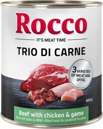 Sparpaket Rocco Classic Trio di Carne 24 x 800 g - Rind, Huhn & Wild