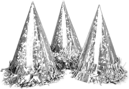 Silver Partyhattar Metallic - 6-pack