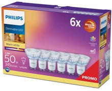 Philips: 6-pack LED GU10 50W Dimbar WarmGlow