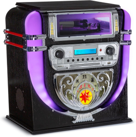 Graceland mini-jukebox CD-spelare skivspelare DAB+/FM Radio LED