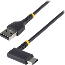 StarTech.com 6in (15cm) USB A to C Charging Cable Right Angle, Heavy Duty Fast Charge USB-C Cable, USB 2.0 A to Type-C, Durable and Rugged Aramid Fib
