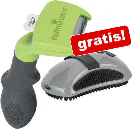 FURminator deShedding Tool für Hunde + Curry Comb Striegel gratis! - S Langhaar - Kammbreite 3,8 cm