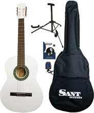 Sant CL-50-WH spansk gitar hvit, komplett pakke 1
