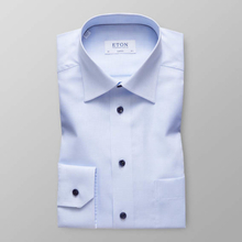 Eton Classic fit Ljusblå smårutig skjorta