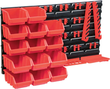 vidaXL Sortimentlådsats med väggpaneler 39 delar röd och svart