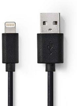 Nedis Lightning Kabel | USB 2.0 | Apple Lightning, 8-stifts | USB-A Hane | 480 Mbps | Nickelplaterad | 2.00 m | Rund | PVC | Svart | Plastpåse