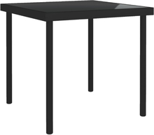 vidaXL Matbord för trädgården svart 80x80x72 cm glas och stål