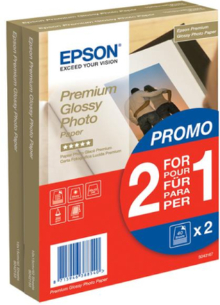 Epson Premium Glossy Photo Paper 10x15cm, 255g/m², 80 Sheets