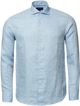 Blå Eton Skjorter Light Blue Linnen Twill Contemporary Skjorte Skjorte