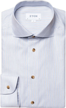 Blå Eton Skjorter Mid Blue Striped Oxford Shirt Skjorte