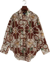 Beige gant avslappet fit amerikansk luxe bomullssilkeskjorte bluser