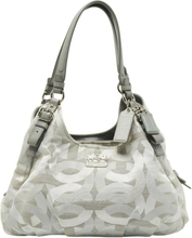 Pre-owned Grey Op Art Canvas and Leather Madison Maggie Shoulder Bag