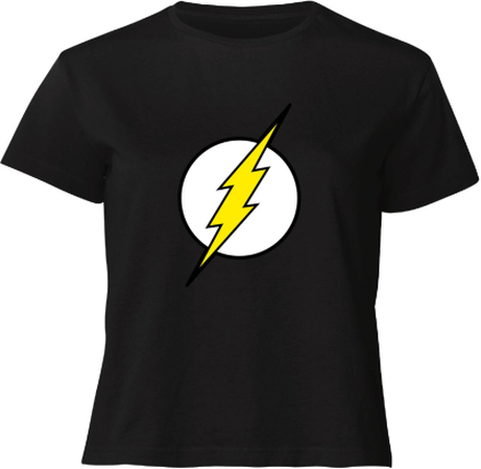 Justice League Flash Logo Women's Cropped T-Shirt - Black - L - Black