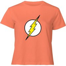 Justice League Flash Logo Women's Cropped T-Shirt - Coral - M - Coral