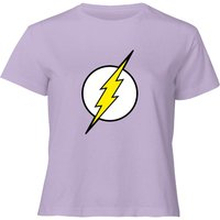 Justice League Flash Logo Women's Cropped T-Shirt - Lilac - M - Lilac
